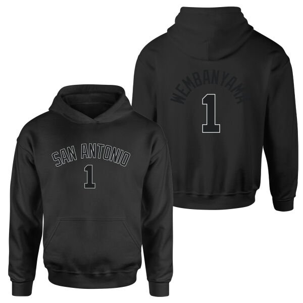 Victor Wembanyama 1 San Antonio Forma Hoodie M - Siyah