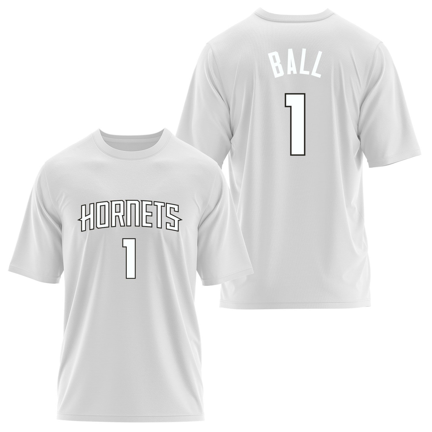 Lamelo Ball 1 Hornets Forma Oversize Tişört S - Beyaz