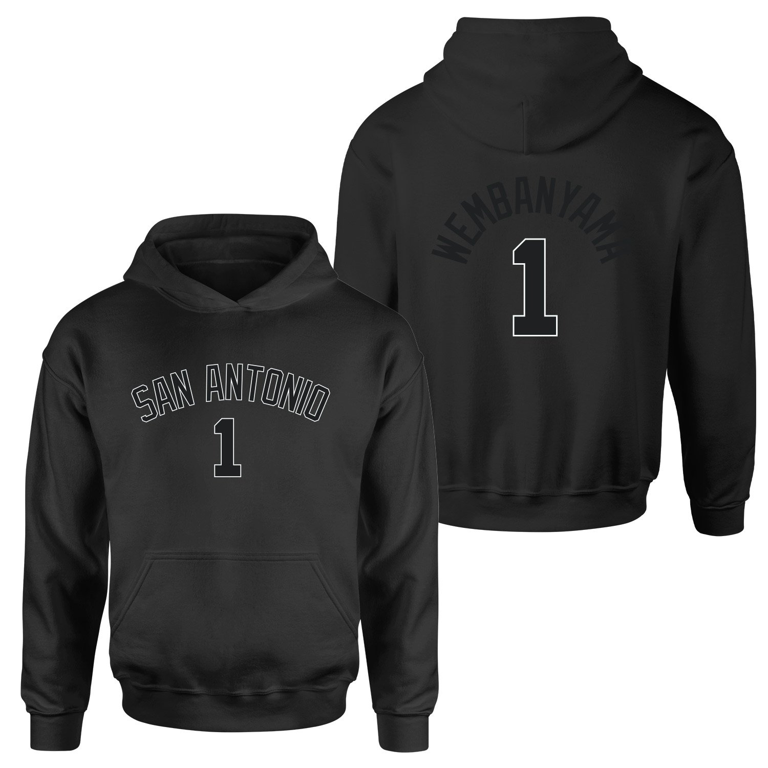 Victor Wembanyama 1 San Antonio Forma Hoodie XXL - Siyah