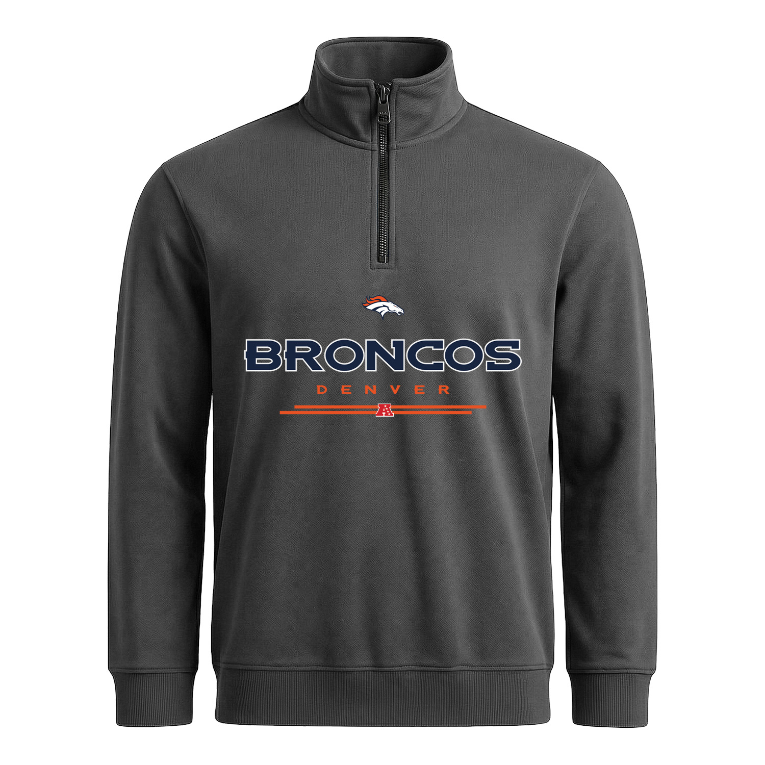 Denver Broncos AFC Yarım Fermuarlı Sweatshirt XL - Füme
