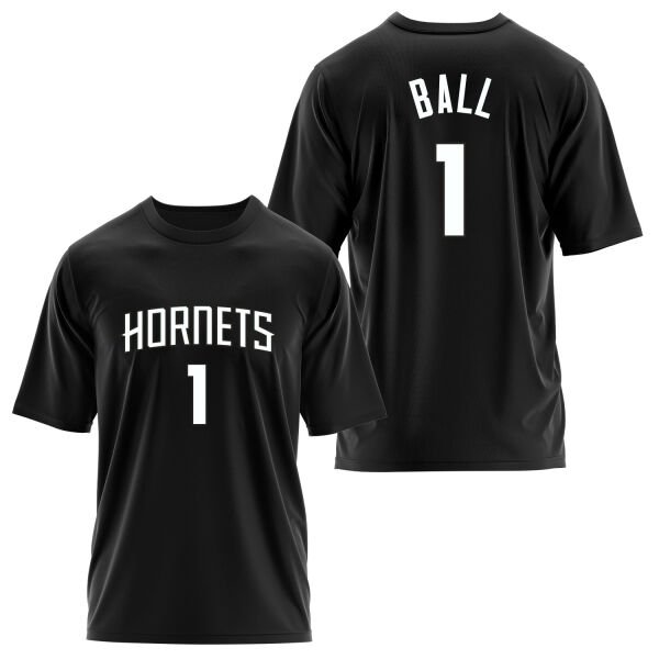 Lamelo Ball 1 Hornets Forma Oversize Tişört S - Siyah
