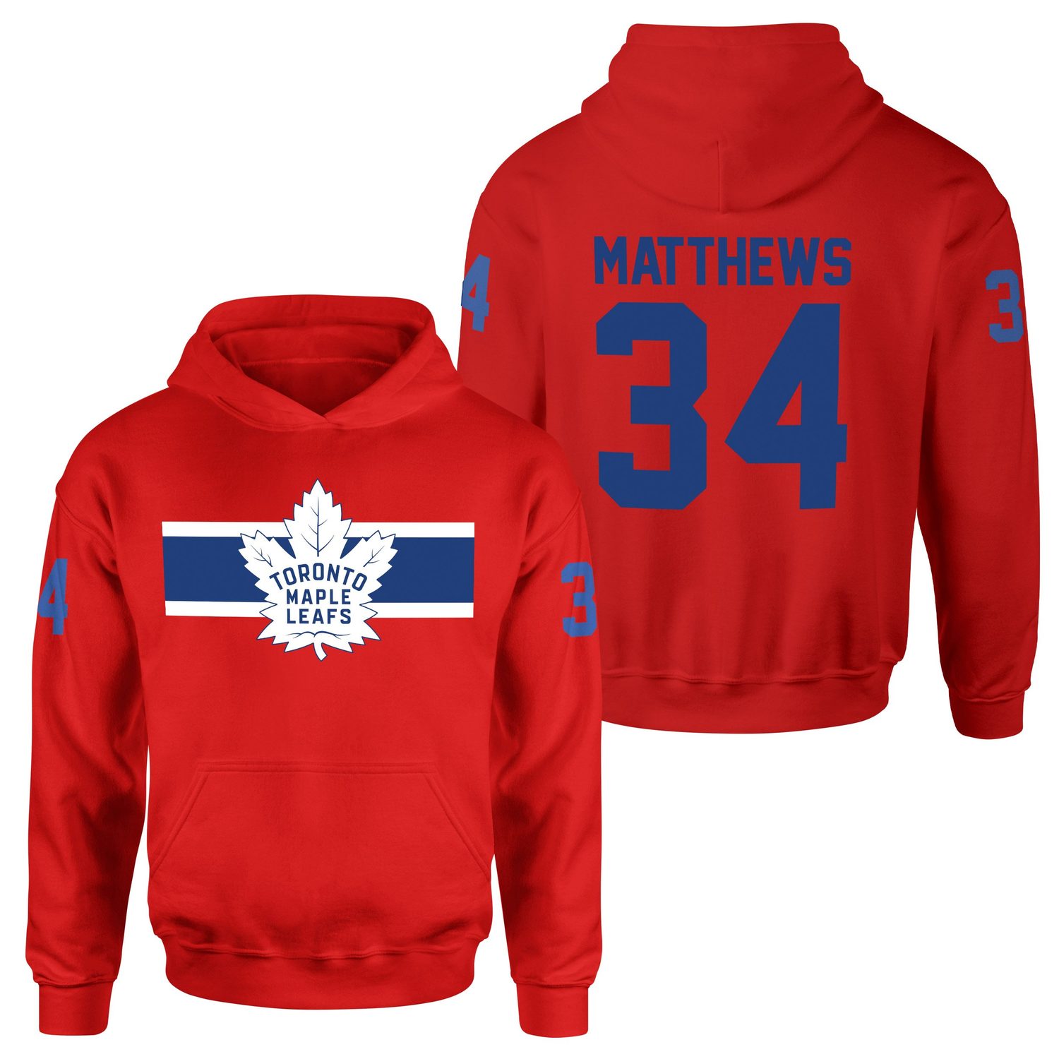 Auston Matthews Toronto Maple Leafs B NHL Jersey Hoodie XL - Kırmızı