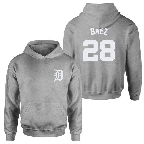 Javier Baez 28 Detroit Tigers Jersey Hoodie L - Gri