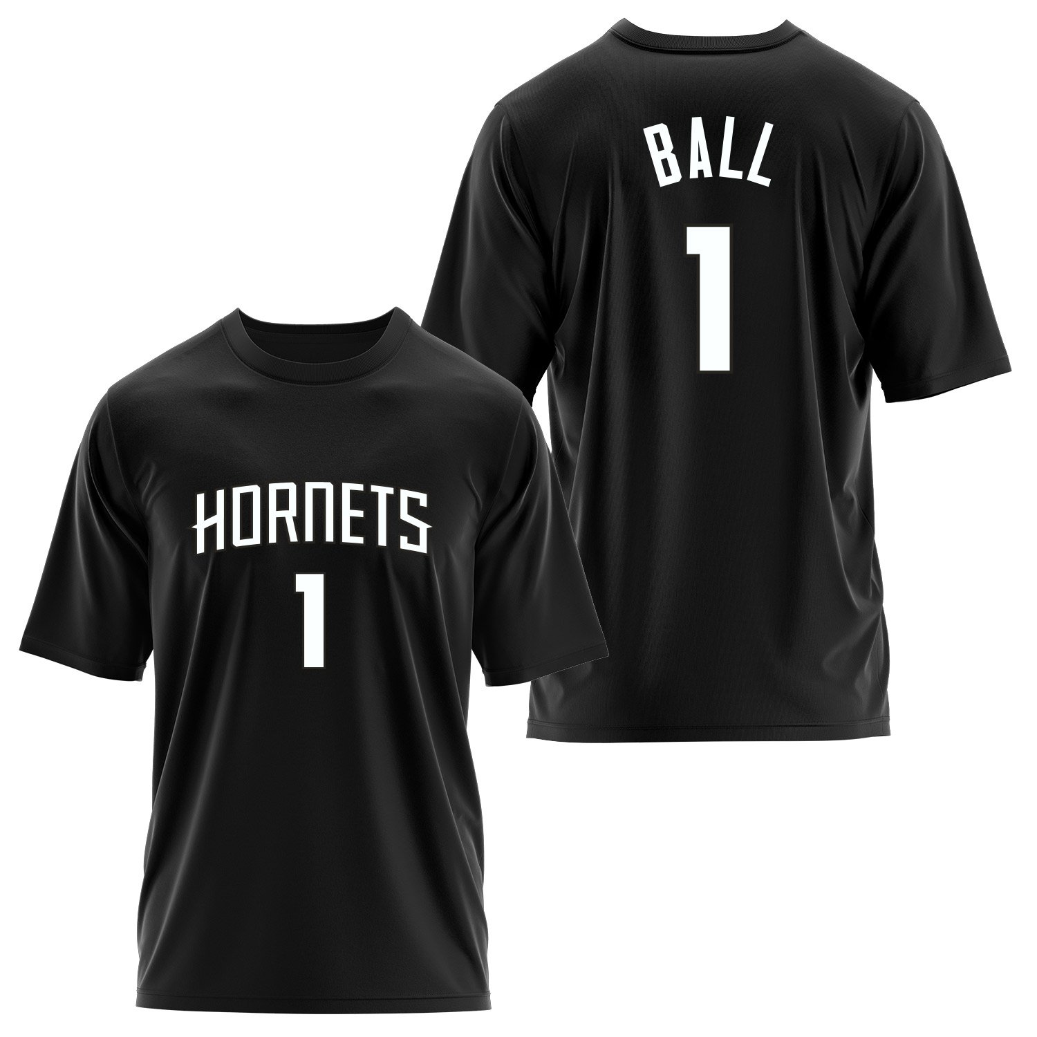 Lamelo Ball 1 Hornets Forma Oversize Tişört L - Siyah