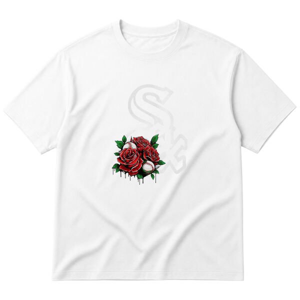 Chicago White Sox Roses Oversize Tişört XL - Beyaz