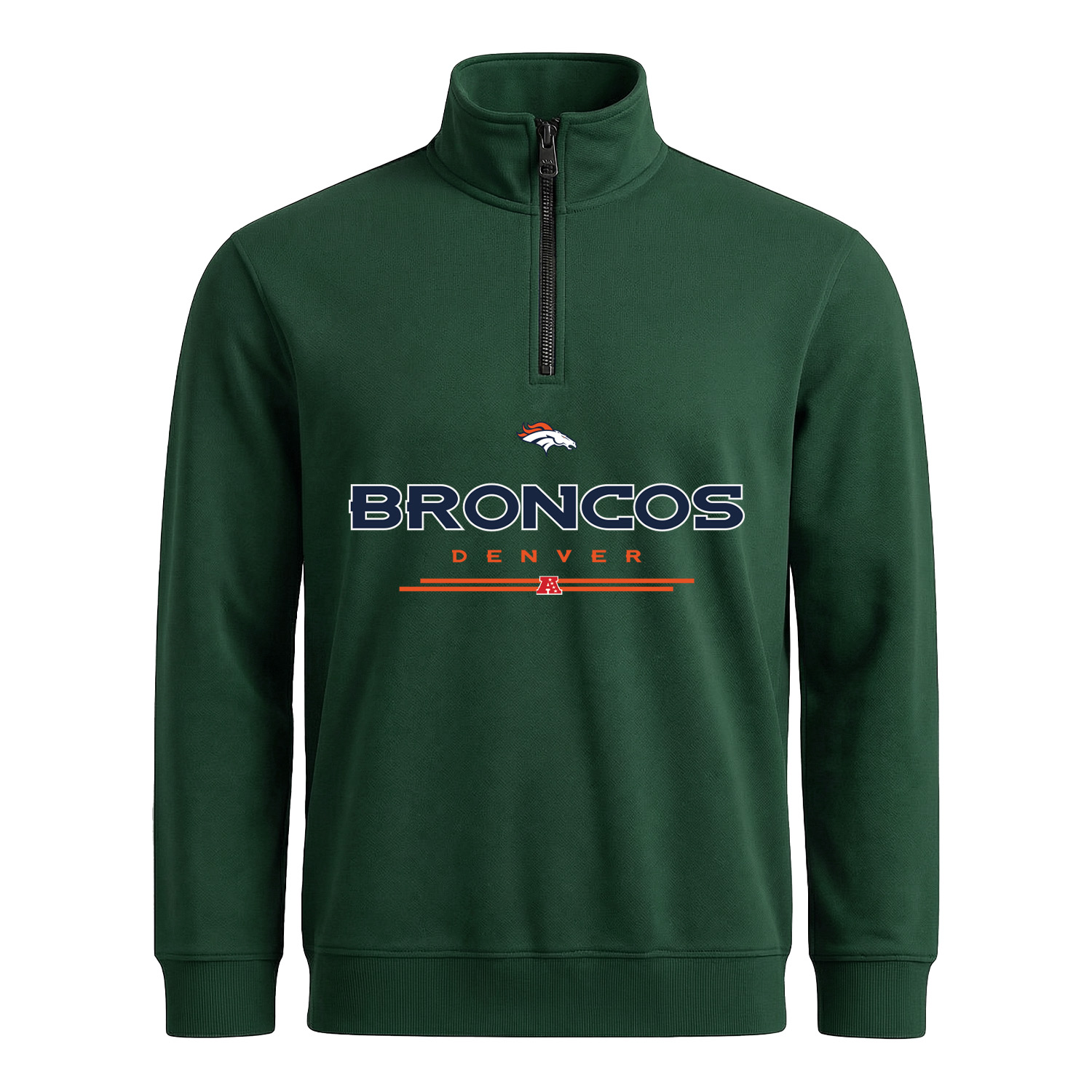 Denver Broncos AFC Yarım Fermuarlı Sweatshirt XL - Nefti Yeşili