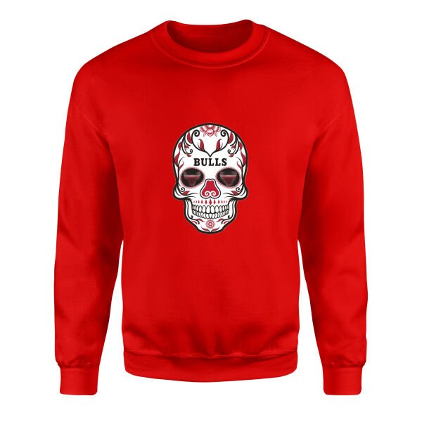 Bulls Skull Sweatshirt XL - Kırmızı