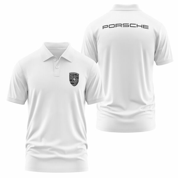 Porsche Muted Black Polo Tişört L - Beyaz