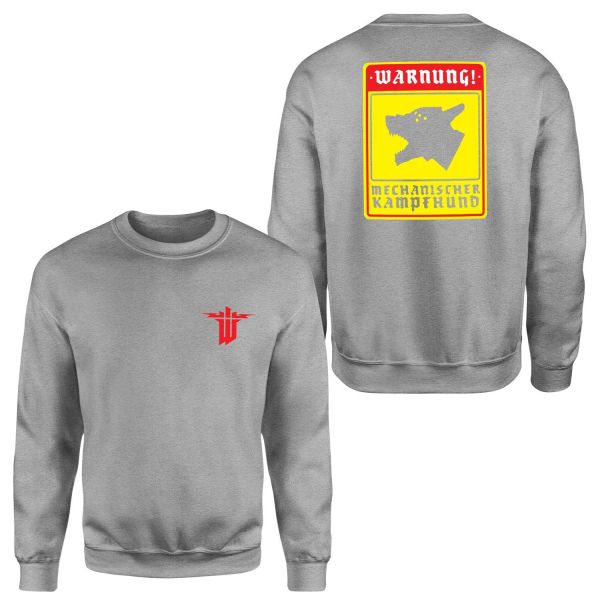 WARNUNG! Mechanischer Kampfhund | Wolfenstein Sweatshirt XXL - Gri