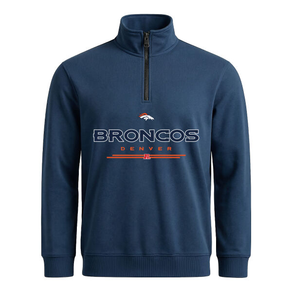 Denver Broncos AFC Yarım Fermuarlı Sweatshirt L - İndigo Mavisi
