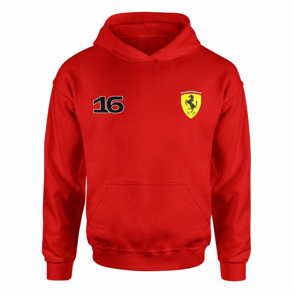 Charles Leclerc Ferrari #16 Hoodie L - Kırmızı