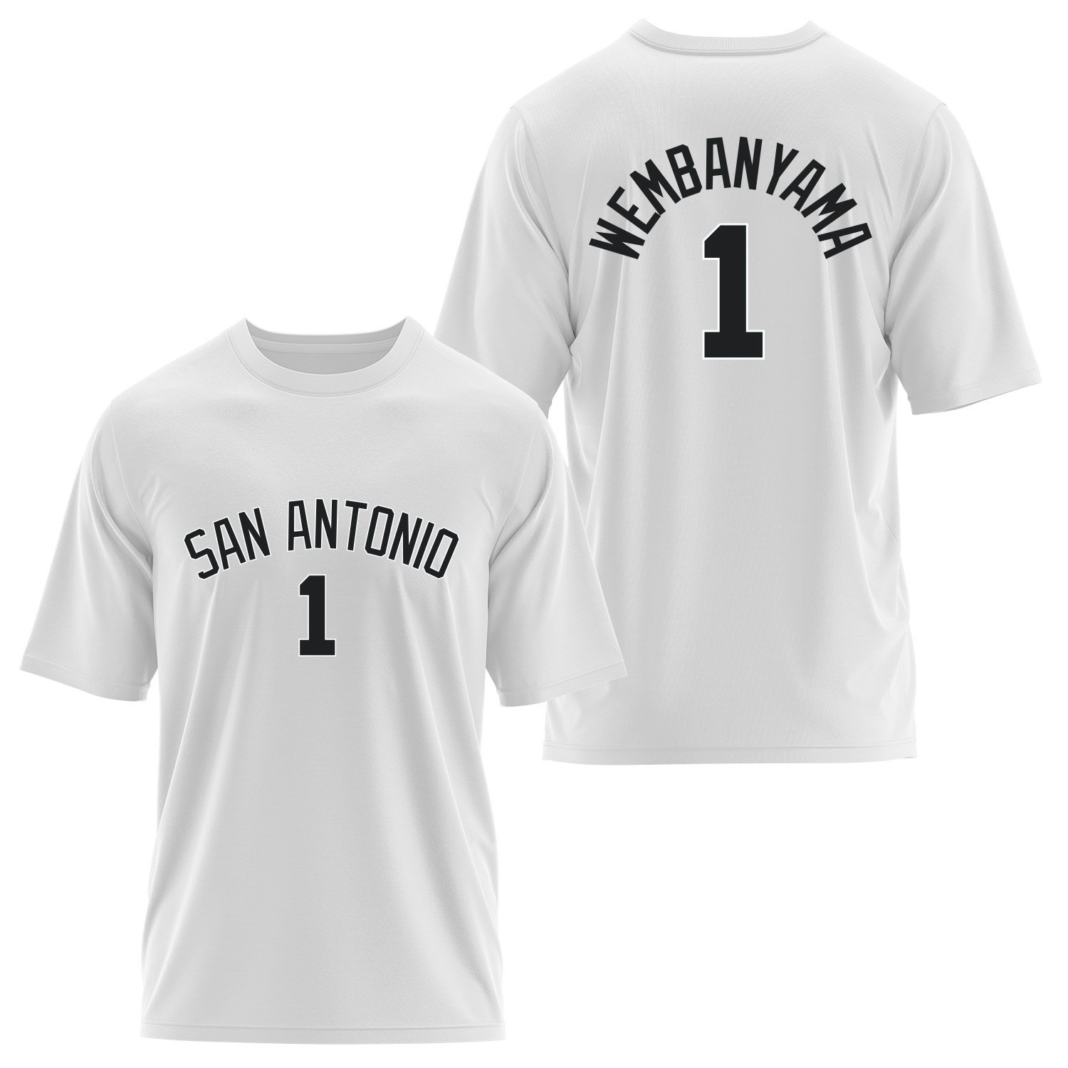 Victor Wembanyama 1 San Antonio Forma Oversize Tişört S - Beyaz