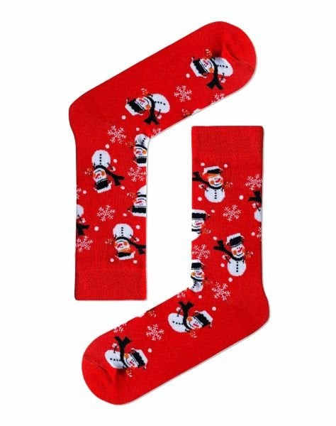 Kardan Adam Desenli Kırmızı Çorap