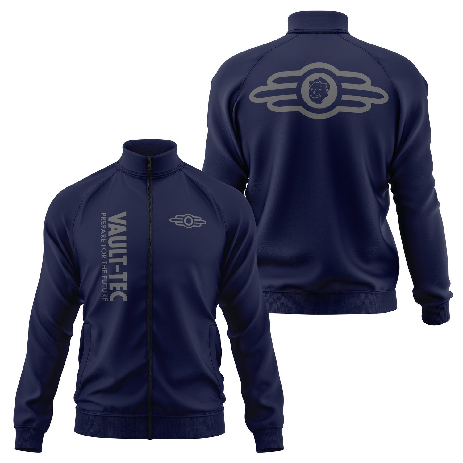 VAULT-TEC Prepare For The Future Fermuarlı Sweatshirt M - İndigo Mavisi