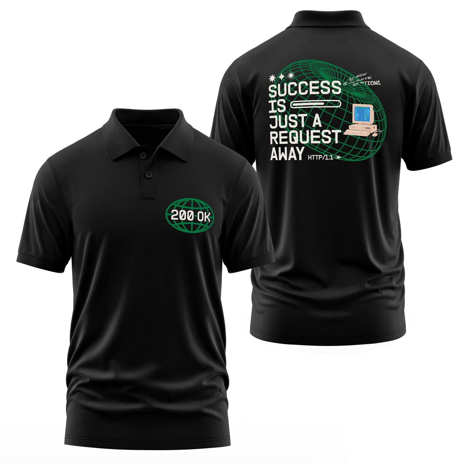 HTTP 200 OK: Success Is Just A Request Away Polo Tişört XXL - Siyah