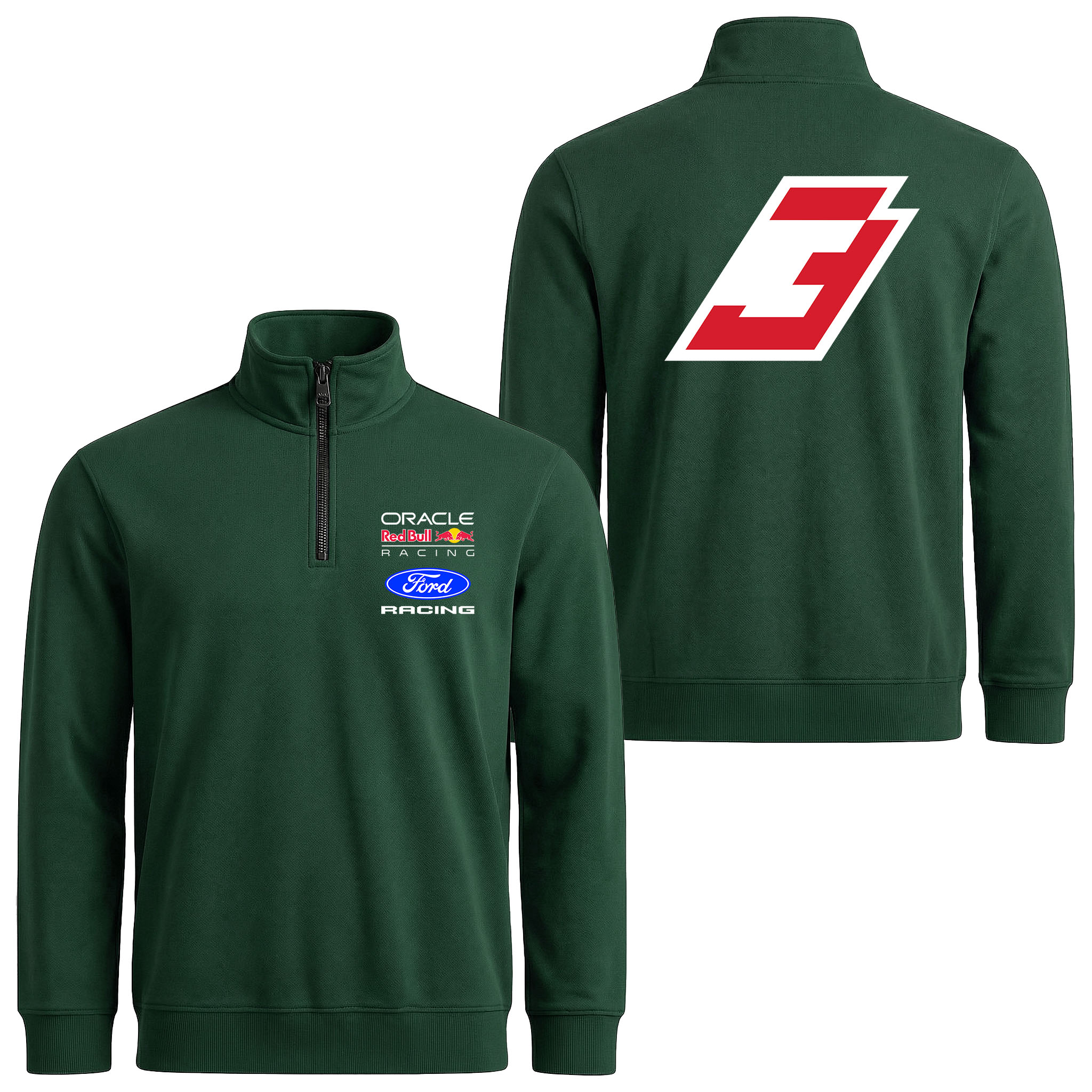Max Verstappen Red Bull Jersey Yarım Fermuarlı Sweatshirt L - Nefti Yeşili