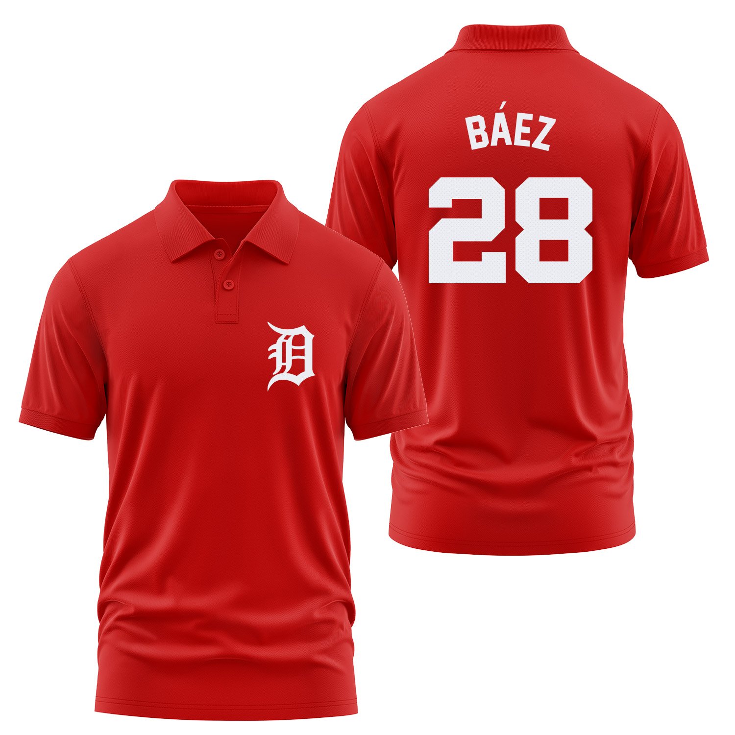 Javier Baez 28 Detroit Tigers Jersey Polo Tişört XXL - Kırmızı