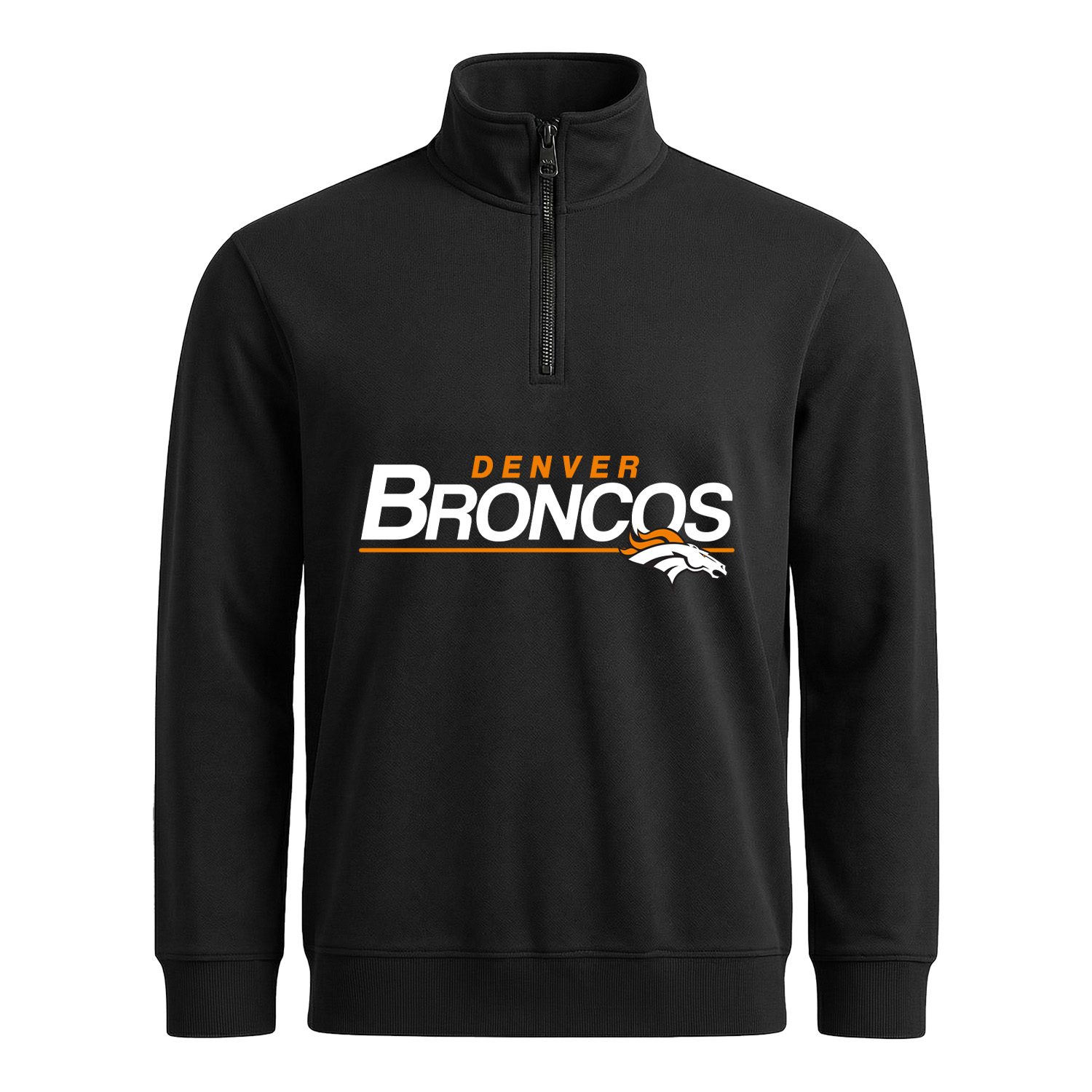 Denver BRONCOS Yarım Fermuarlı Sweatshirt L - Siyah
