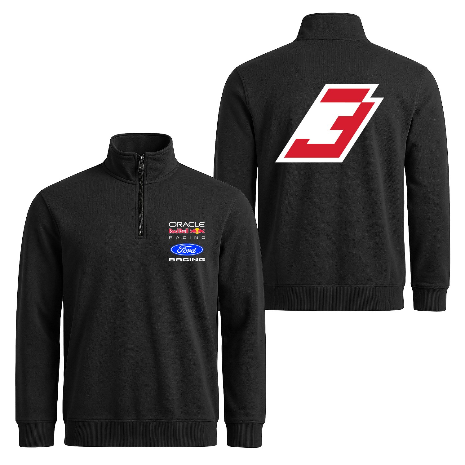 Max Verstappen Red Bull Jersey Yarım Fermuarlı Sweatshirt S - Siyah
