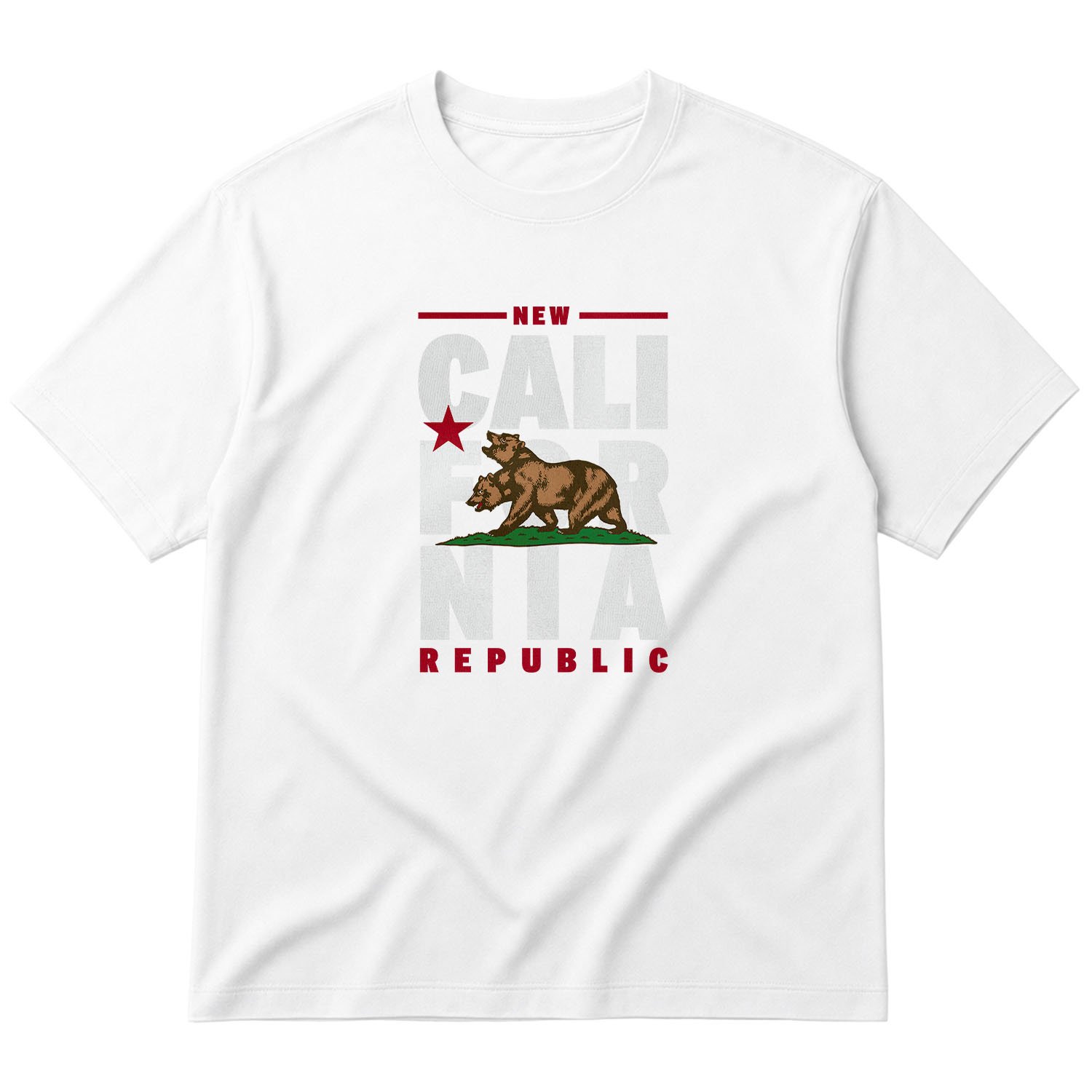 New California Republic Banner Oversize Tişört S - Beyaz