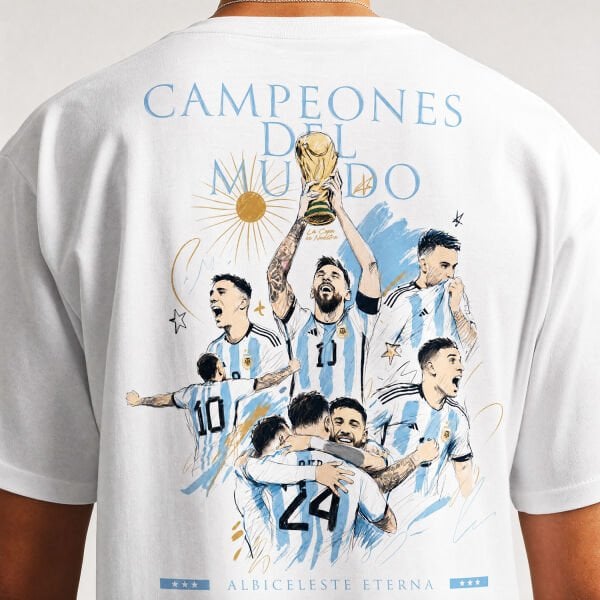 Argentina Campeones Del Mundo 24 Heritage Oversize Tişört