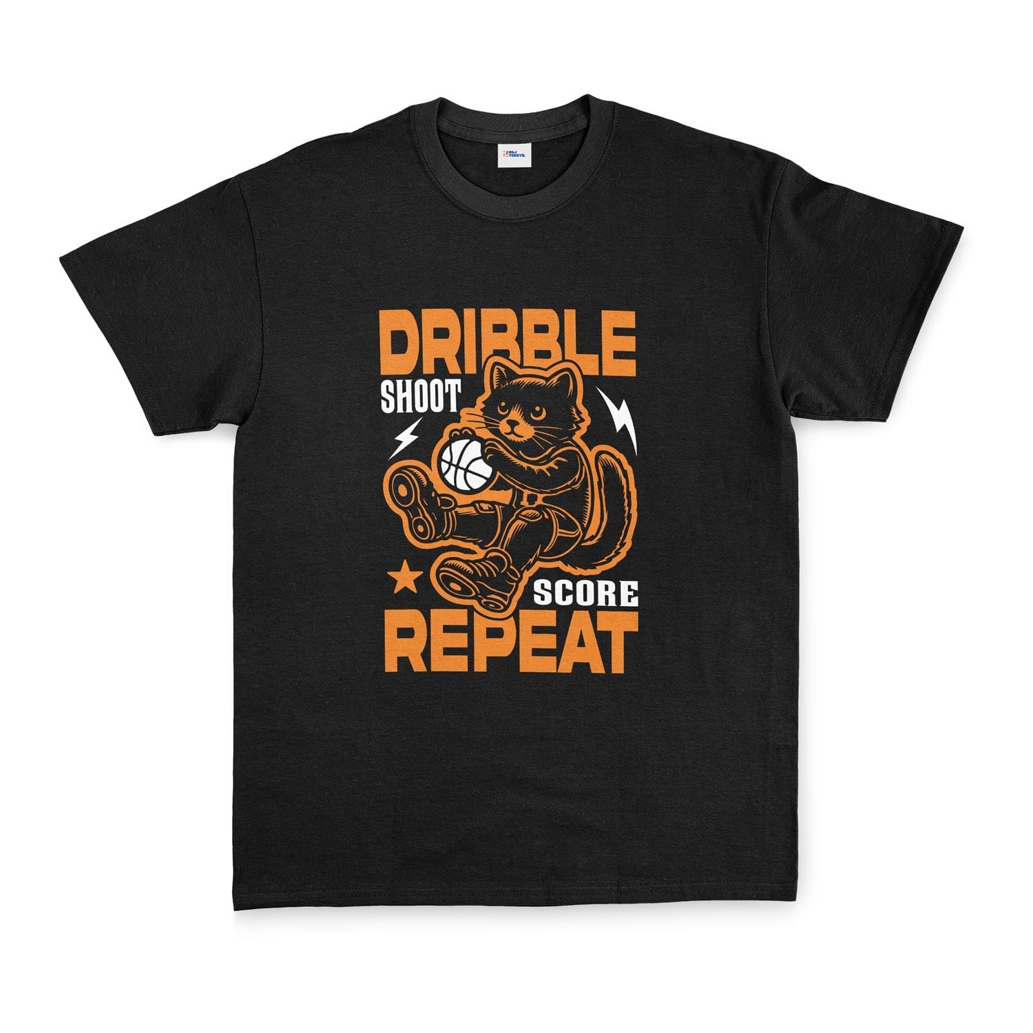 Dribble, Shoot, Score, Repeat Tişört S - Siyah | OUTLET