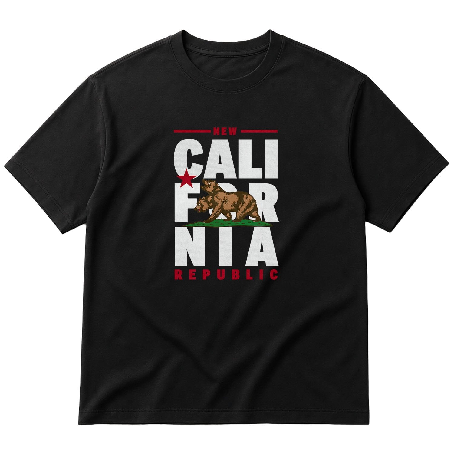 New California Republic Banner Oversize Tişört S - Siyah
