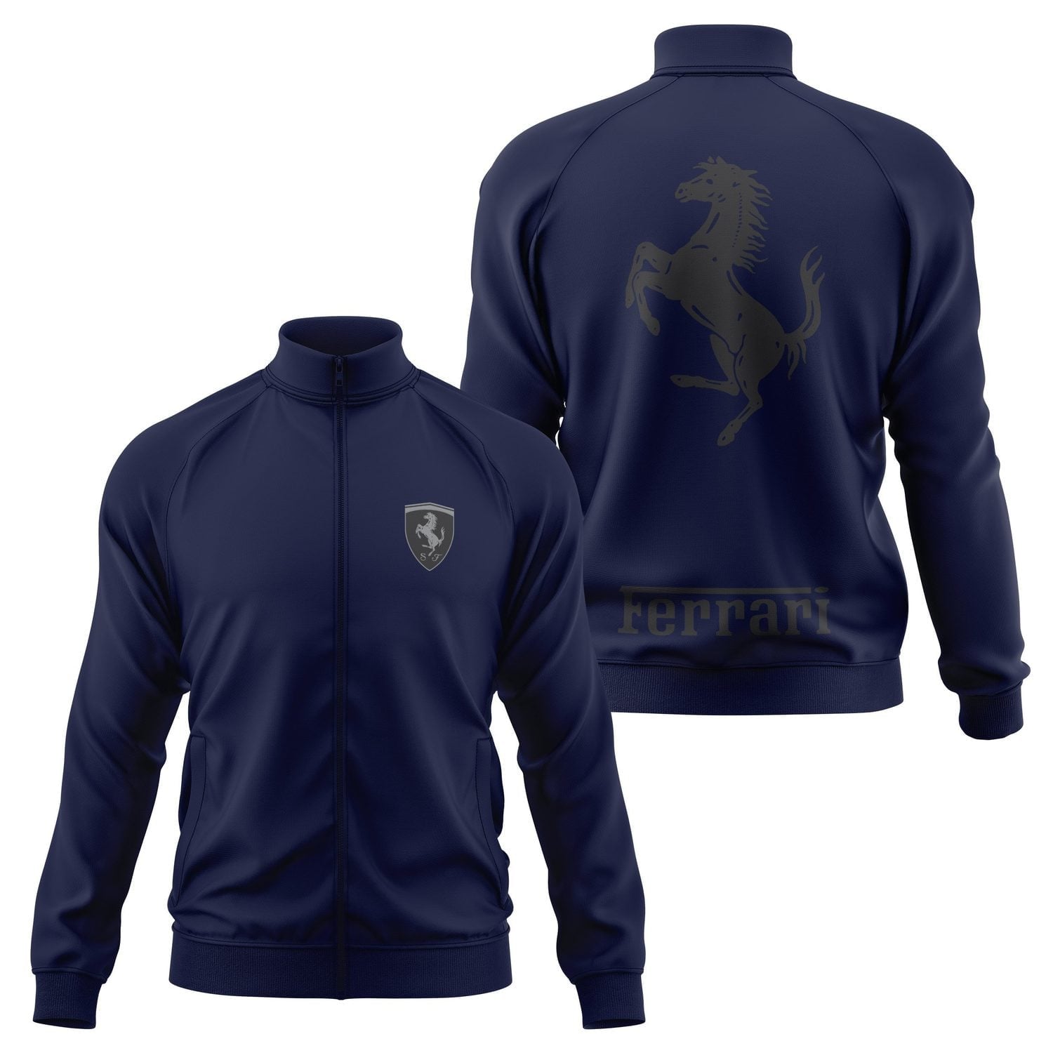 Ferrari Muted Black Premium Fermuarlı Sweatshirt M - İndigo Mavisi | OUTLET