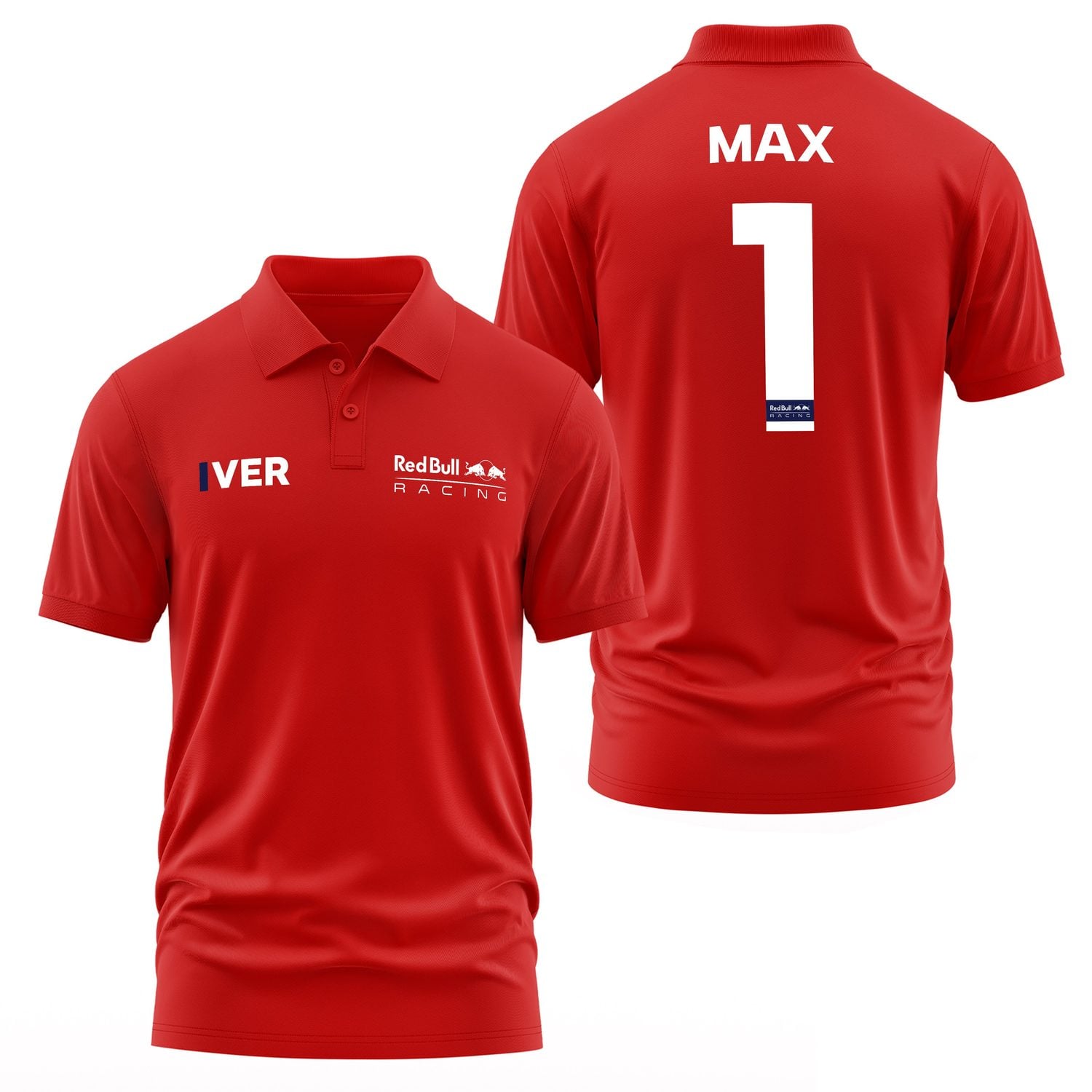 Max Verstappen Red Bull Racing White #1 Polo Tişört M - Kırmızı