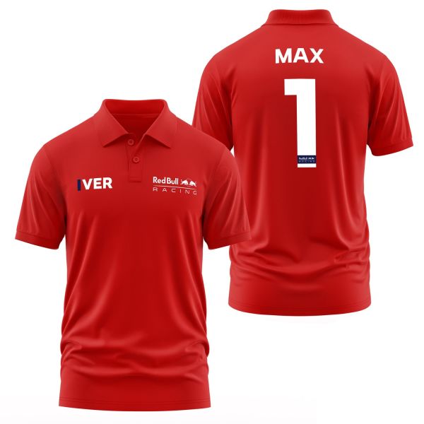 Max Verstappen Red Bull Racing White #1 Polo Tişört M - Kırmızı