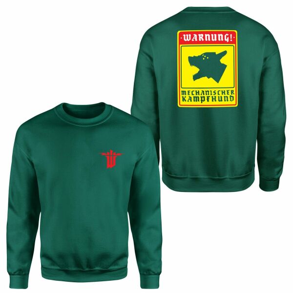 WARNUNG! Mechanischer Kampfhund | Wolfenstein Sweatshirt L - Nefti Yeşili