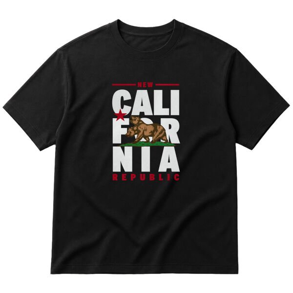 New California Republic Banner Oversize Tişört L - Siyah