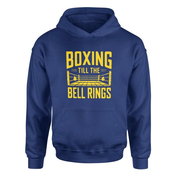 Boxing Till The Bell Rings Hoodie M - İndigo Mavisi