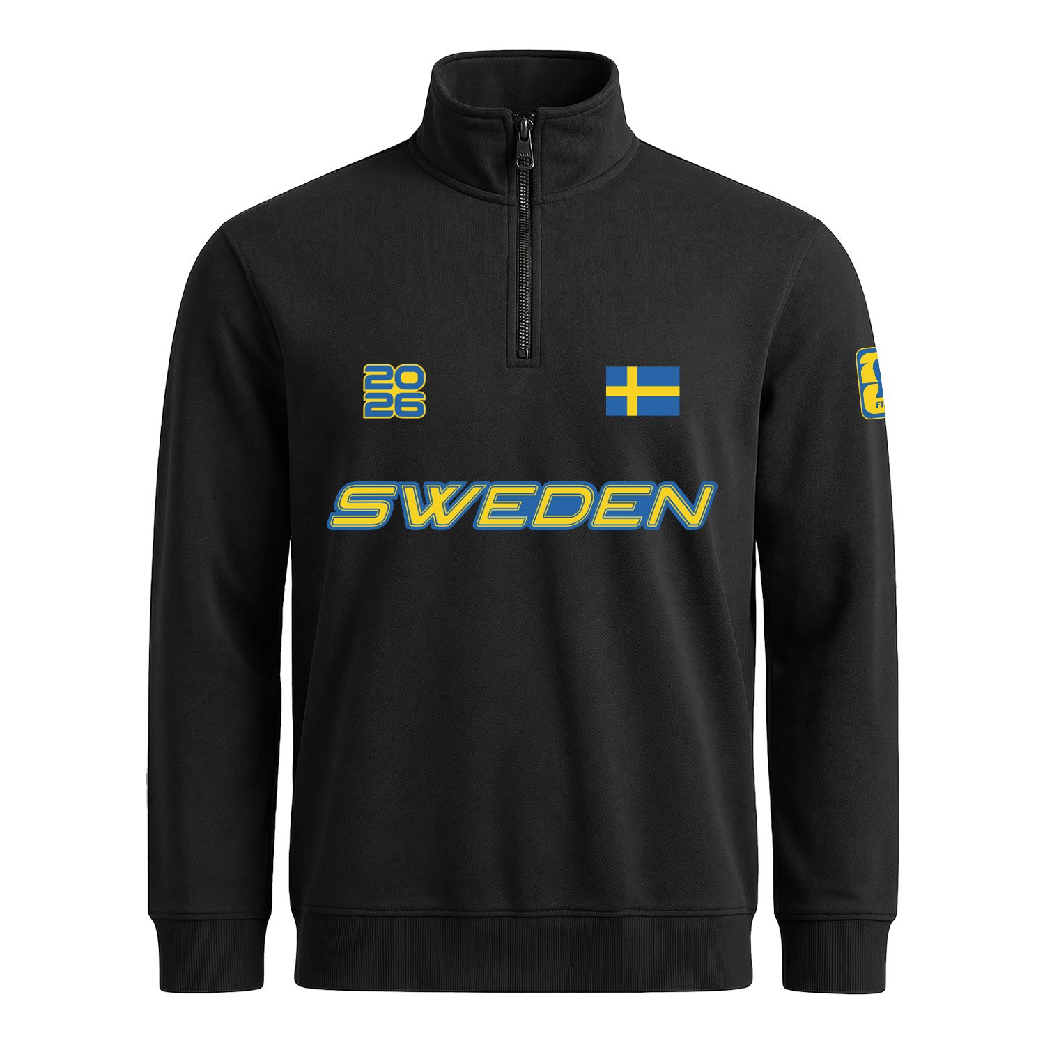 İsveç 2026 Yarım Fermuarlı Sweatshirt XXL - Siyah
