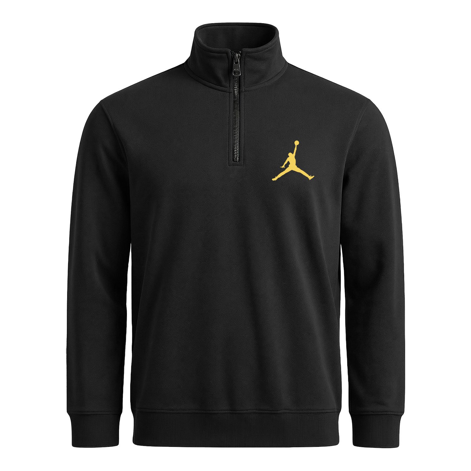Air Jordan Gold Stroked Yarım Fermuarlı Sweatshirt XXL - Siyah