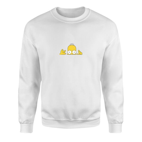 Homer Simpson, Lazy Genius | The Simpsons Sweatshirt L - Beyaz