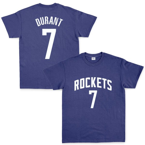 Kevin Durant 7 Rockets Jersey Tişört XL - İndigo Mavisi