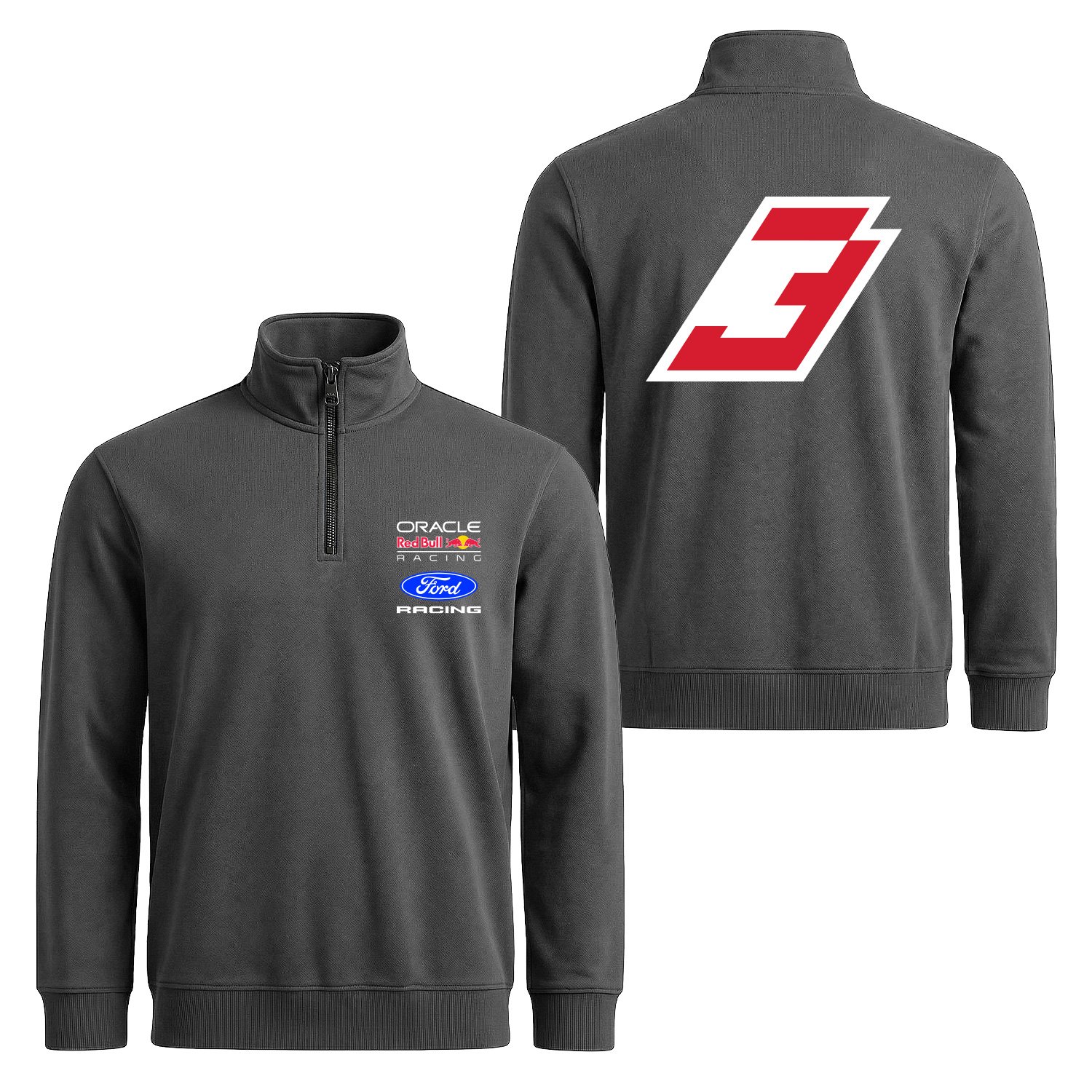 Max Verstappen Red Bull Jersey Yarım Fermuarlı Sweatshirt L - Füme