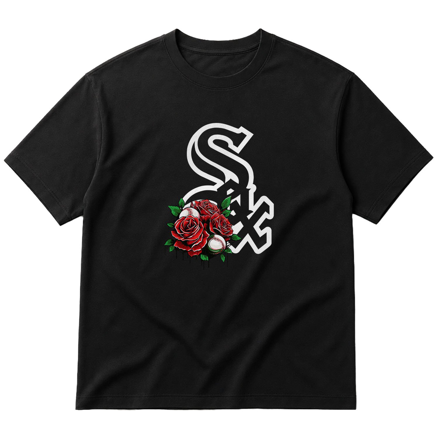 Chicago White Sox Roses Oversize Tişört XL - Siyah