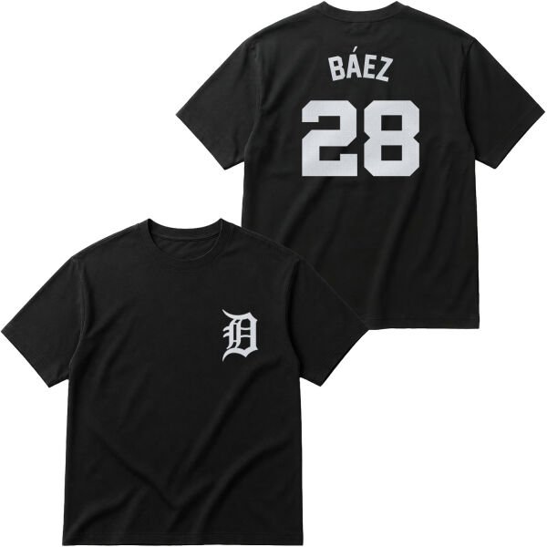Javier Baez 28 Detroit Tigers Jersey Oversize Tişört M - Siyah
