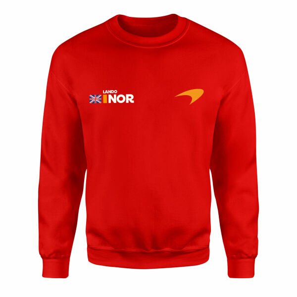 Lando Norris Name Tag McLaren Racing Sweatshirt M - Kırmızı