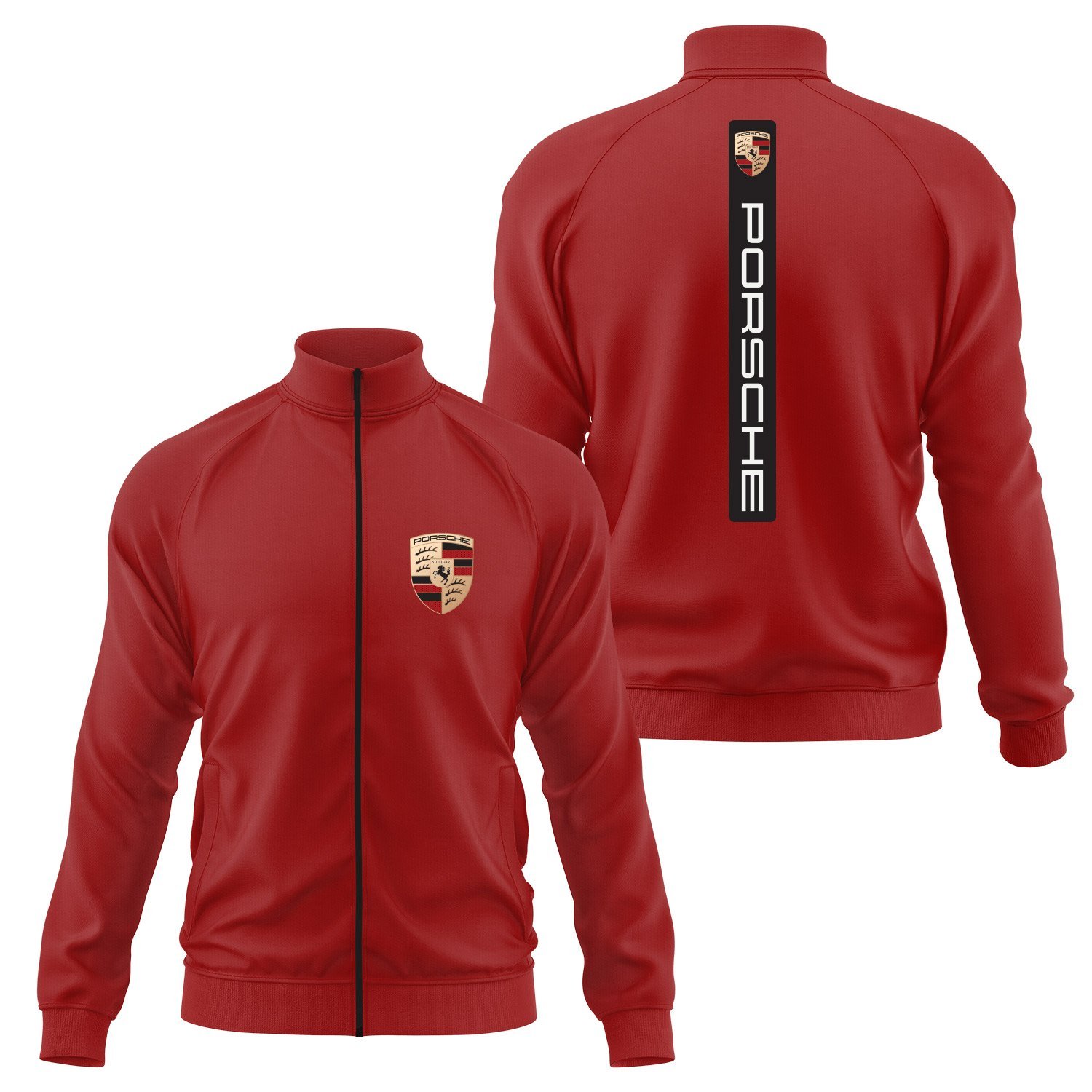 Porsche V Graphic Black Fermuarlı Sweatshirt