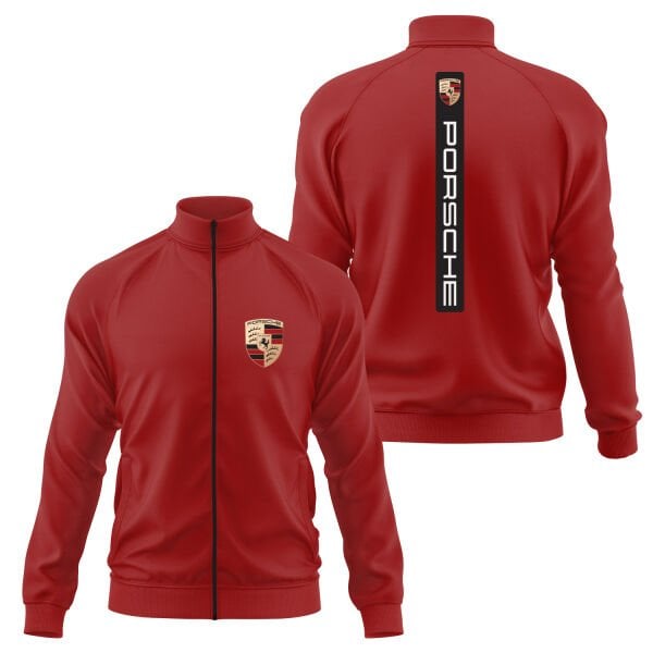 Porsche V Graphic Black Fermuarlı Sweatshirt