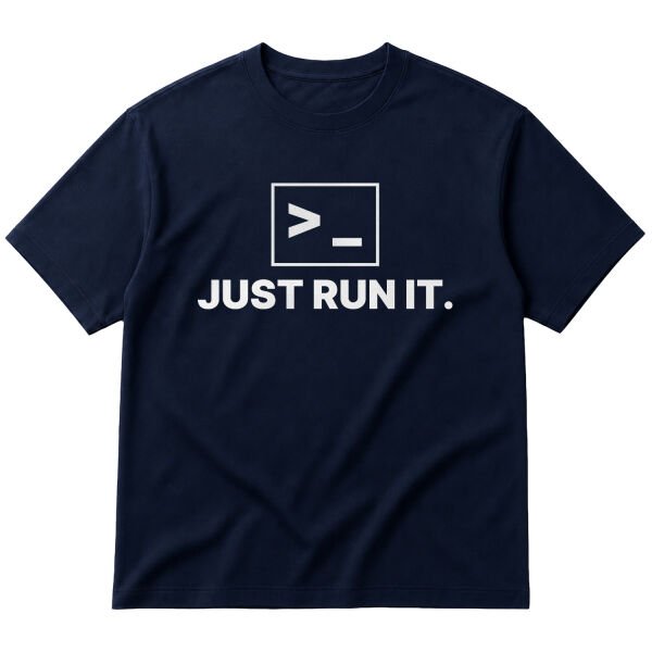 Just Run It. Oversize Tişört L - İndigo Mavisi