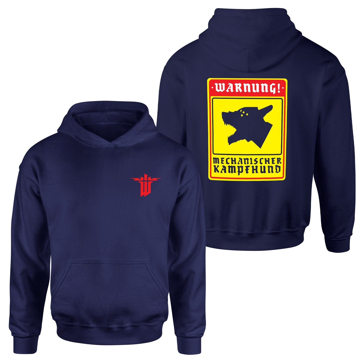 WARNUNG! Mechanischer Kampfhund | Wolfenstein Hoodie XXL - Lacivert