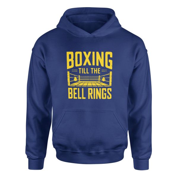 Boxing Till The Bell Rings Hoodie L - İndigo Mavisi