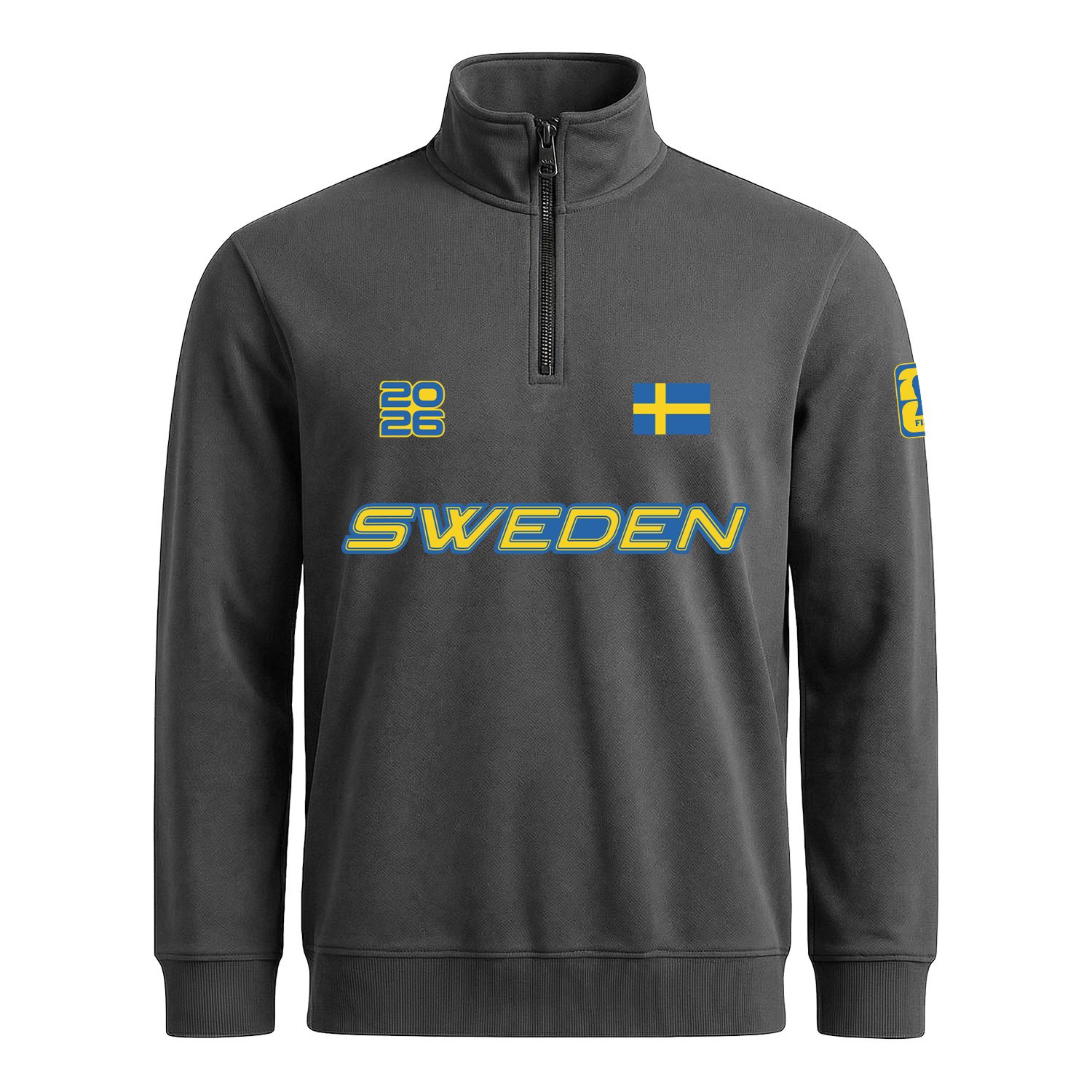 İsveç 2026 Yarım Fermuarlı Sweatshirt XL - Füme