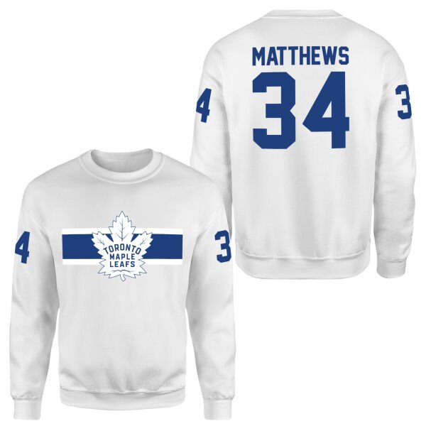 Auston Matthews Toronto Maple Leafs B NHL Jersey Sweatshirt L - Beyaz
