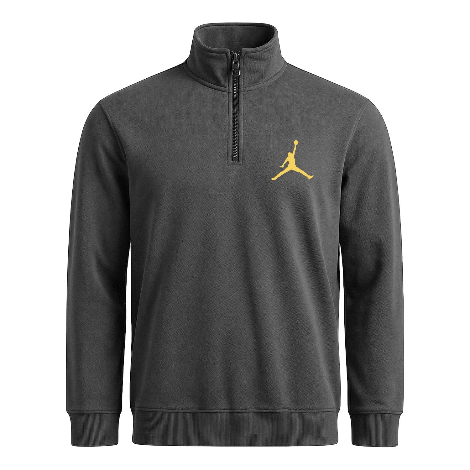 Air Jordan Gold Stroked Yarım Fermuarlı Sweatshirt XXL - Füme