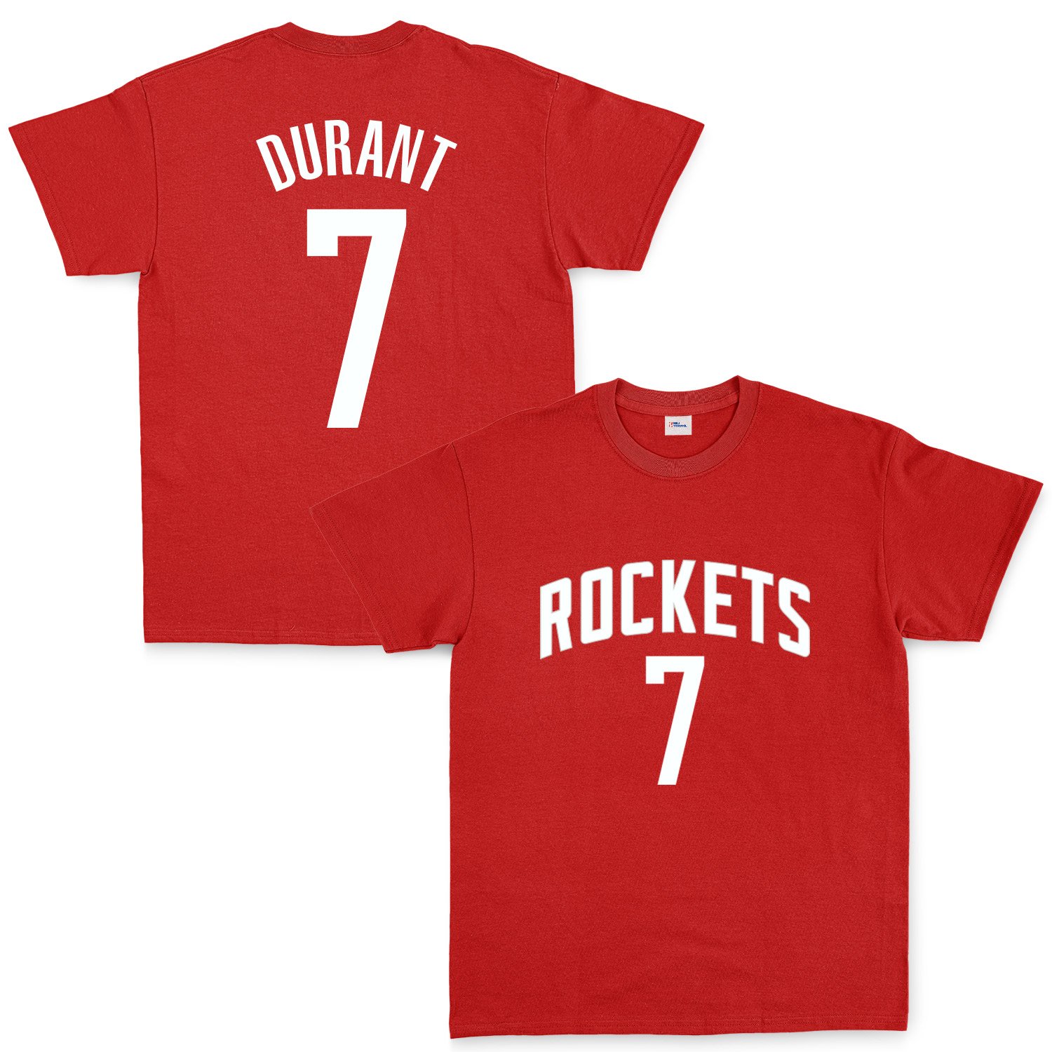 Kevin Durant 7 Rockets Jersey Tişört XL - Kırmızı